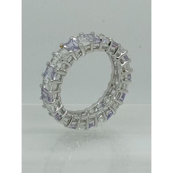 3.70CT White Gold EP Eternity Anniversary Wedding Band Ring Size 9 - Picture 6 of 8